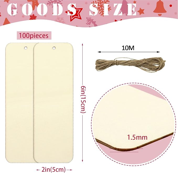 100 Sets 6 x 2 Inch Large Size Wooden Bookmarks - Image 2