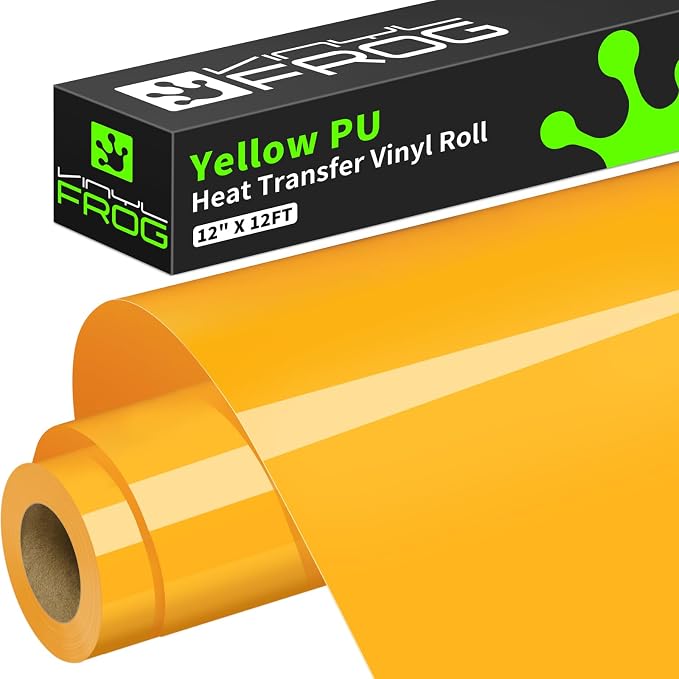 VINYL FROG Yellow Heat Transfer Vinyl Roll 12" x12ft Matte HTV Vinyl | Yellow by VINYLFROG