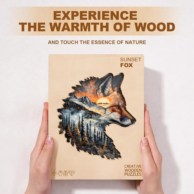 Sunset Fox Puzzles Adults Gifts Wooden 85 Pieces 8.5 * 8.5in - Image 7