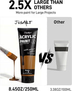 JusArt Brown Acrylic Paint, 8.45oz/250ml Large Tube, Heavy Body Rich Pigment - Image 4