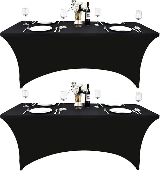 2-Pack 6ft Black Spandex Table Covers by Unknown
