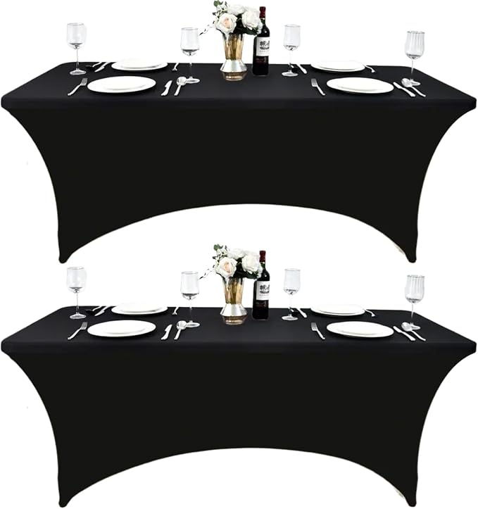 2-Pack 4ft Black Spandex Table Covers by Unknown