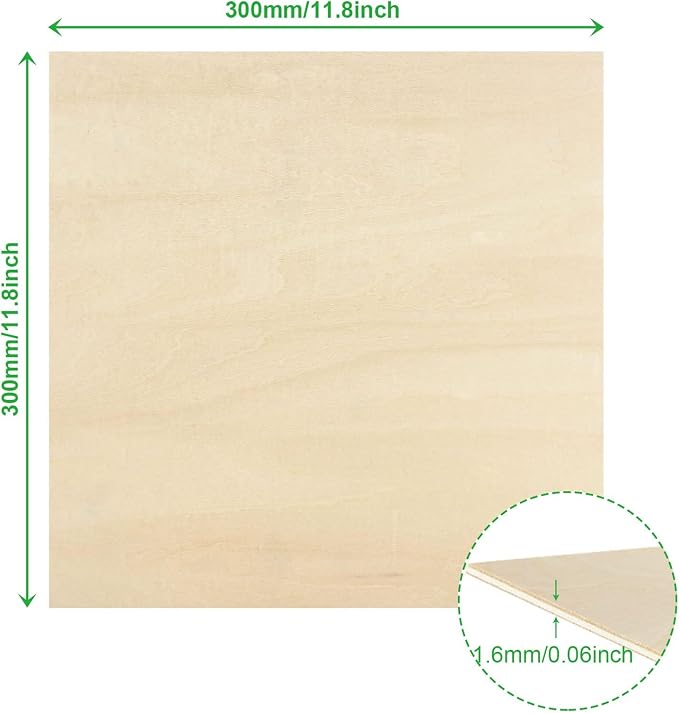 12 Pack Basswood Sheets 11.8 x 11.8 Inch, 1/16 Thin Plywood Wood Sheets - Image 2