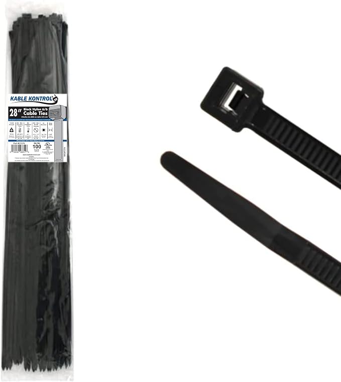 Kable Kontrol Heavy Duty Cable Zip Ties 100 Pcs 28 Inch Black, 175 Lbs Tensile by KABLEKONTROL%C2%AE