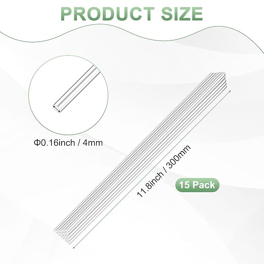 M METERXITY 15-Pack Acrylic Round Rods, 11.81 x 0.16 Inch/ 300 x 4 mm Clear - Image 3