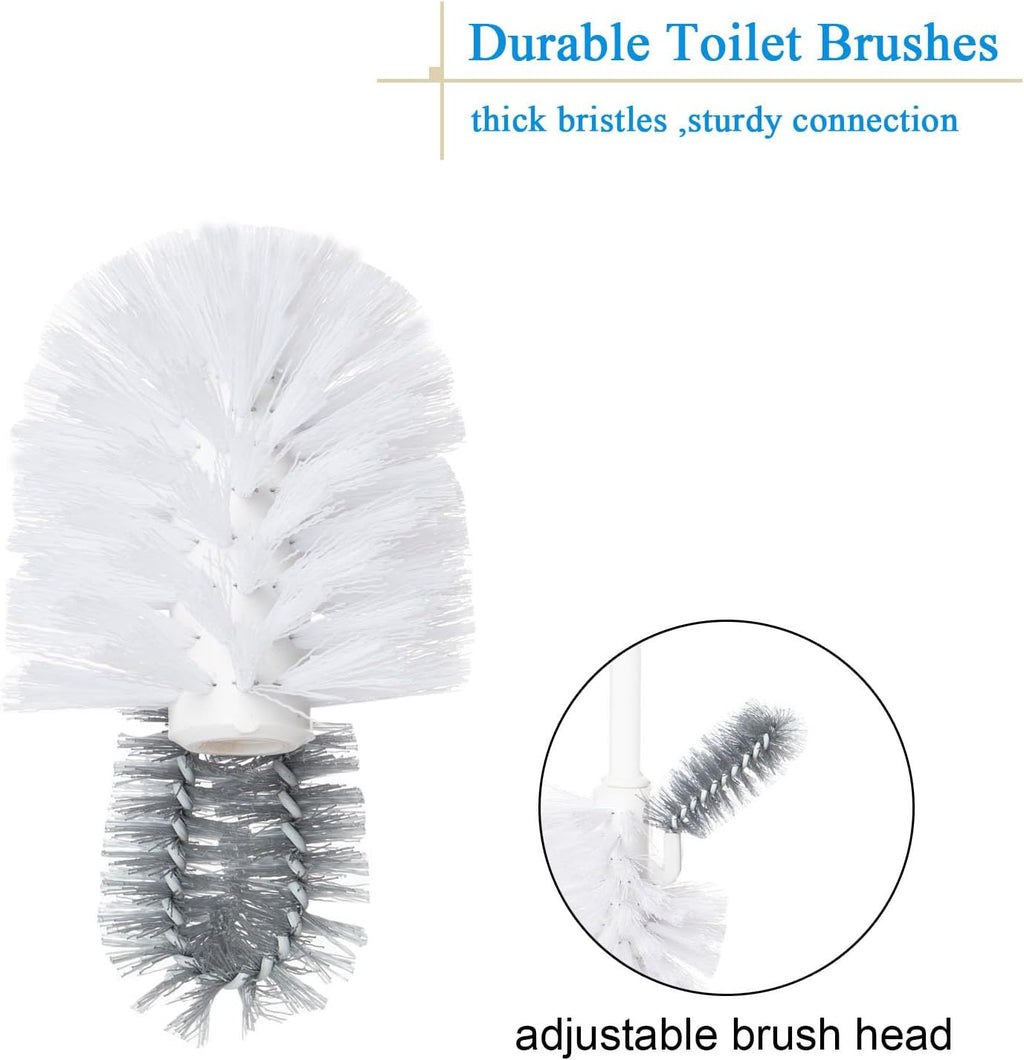 2 Pack Toilet Bowl Brush Without Holder for Bathroom, Under-Rim Double Brush Head, Long Handle Household Cleaning Brushes Set (2 Pack Grey Brush Without Holder)