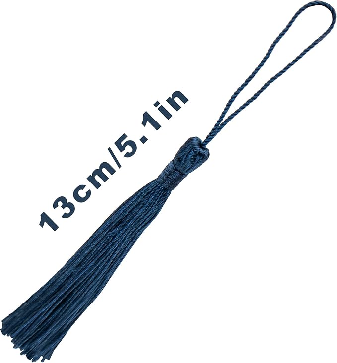 VAPKER 100 Pieces Dark Teal Color 13cm/5-Inch Silky Handmade Soft Tassels Floss - Image 2