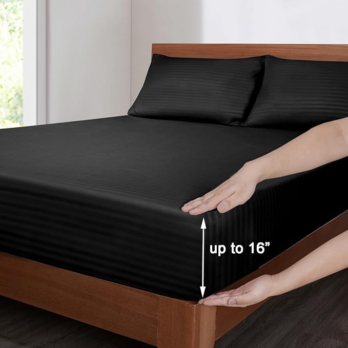Mejoroom Striped Queen Size Sheet Set - Image 3