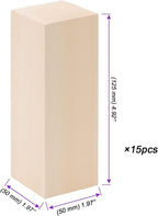JOIKIT 15 Pack 5 x 2 x 2 Inches Basswood Carving Blocks, Unfinished Soft Wood - Image 2