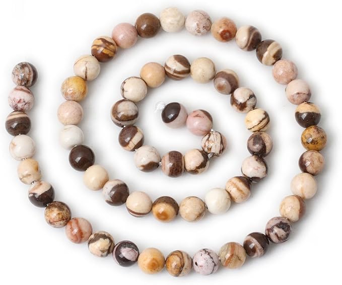 60PCS 6mm Natural Australian Zebra Gemstone Round Loose Beads Crystal Energy - Image 2