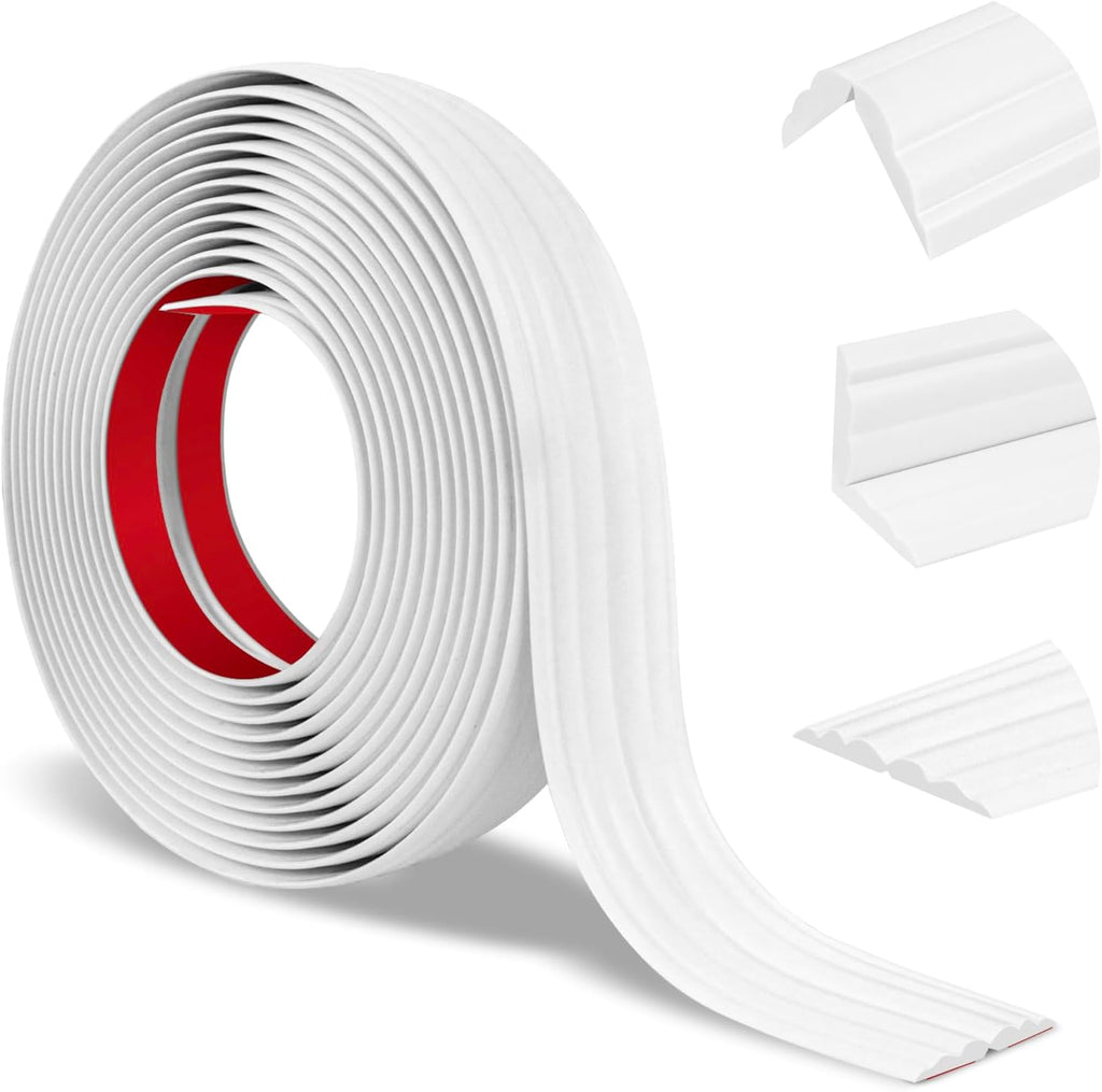 Wall Corner Protector Peel and Stick Corner Trim Molding Flexible Inside & Outside Wall Edge Guard Self Adhesive Moulding Trim for Edge Use, White, 0.8” W x 40’ L