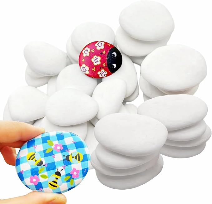 32PCS White Rocks for Painting, Medium & Small Rocks to Paint, Flat Painting by Unknown