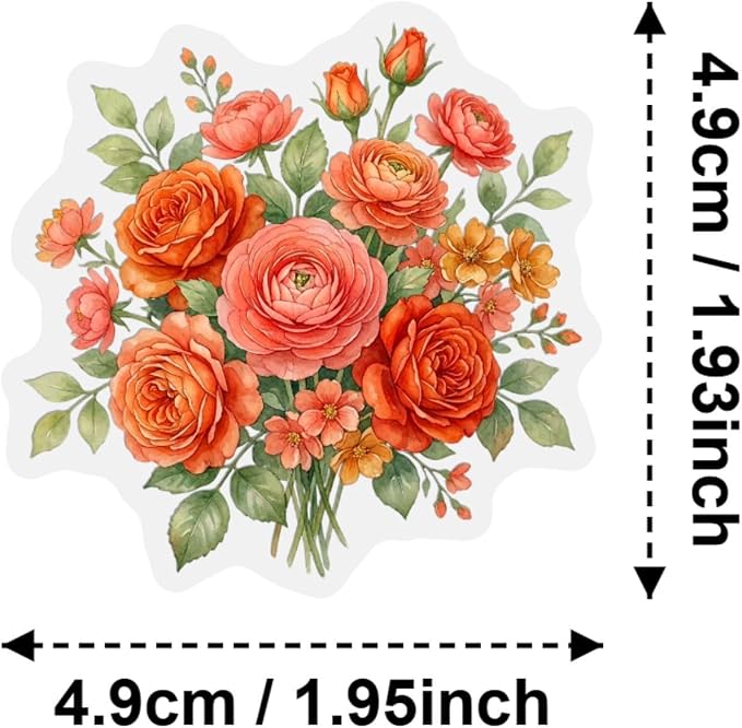 50PCS Vintage Rose Flower Stickers, Retro Love Letter Floral Decals, Waterproof - Image 4
