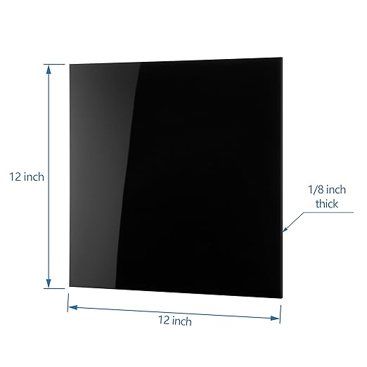 KAITELA Black Acrylic Sheet 12" x 12" Cast Plexiglass Square 1/8" Thick Plastic - Image 3