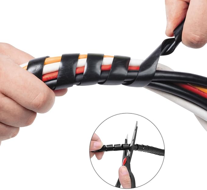 Spiral Cable Wrap - 20 Ft 1/2" Spiral Wire Wrap Cord Covers Bundle Sleeve Hose - Image 3