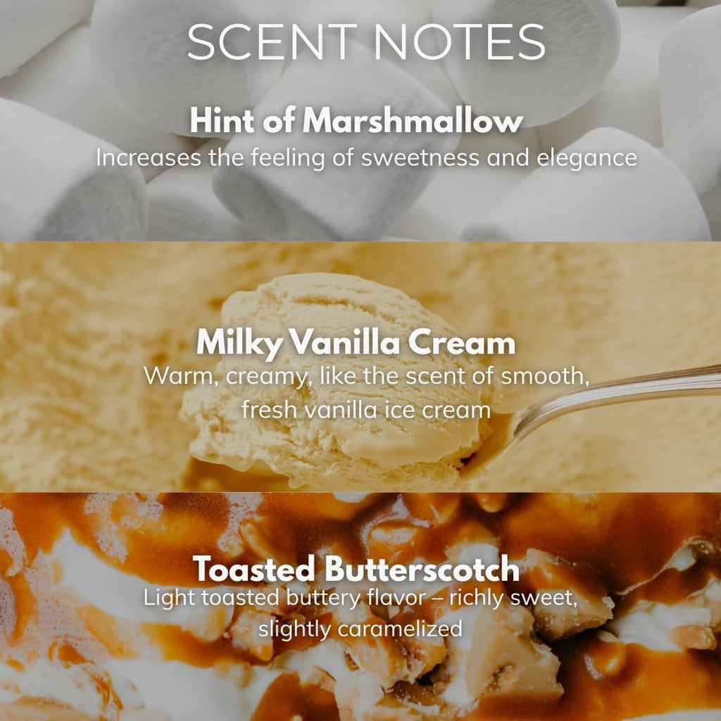 Vanilla Candle - 9.7 oz /275g Vanilla Scented Candle in Cream Frosted Glass Jar with Wooden Lid and Wooden Crackling Wick in a Luxurious Gift Box - Creamy, Smooth and Soothing