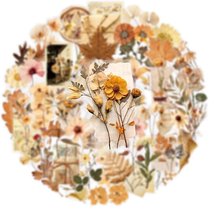 50PCS Transparent Flora Scrapbook Stickers, Vintage Aesthetic Flowers Sticker - Image 8