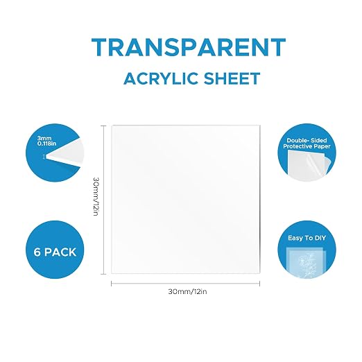 OMTech 6 Pack Clear Acrylic Sheets, Transparent Acrylic Plastic Boards - Image 2