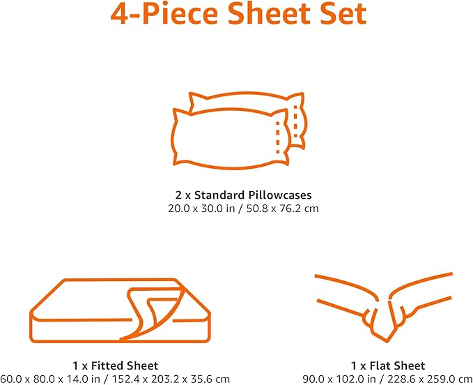 Amazon Basics Breathable, Wrinkle Free Lightweight Microfiber 4-Piece Bed Sheet - Image 6