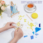 WEBEEDY 2 Sets Colorful Bird Glass Mosaic Tiles Kit Cute Bird Mosaic Coaster - Image 4