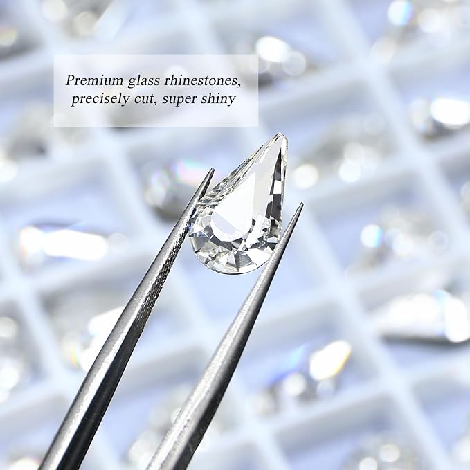 48Pcs Point Back Glass Rhinestones, 13 * 8MM Drop Shape Faceted Rhinestones - Image 3