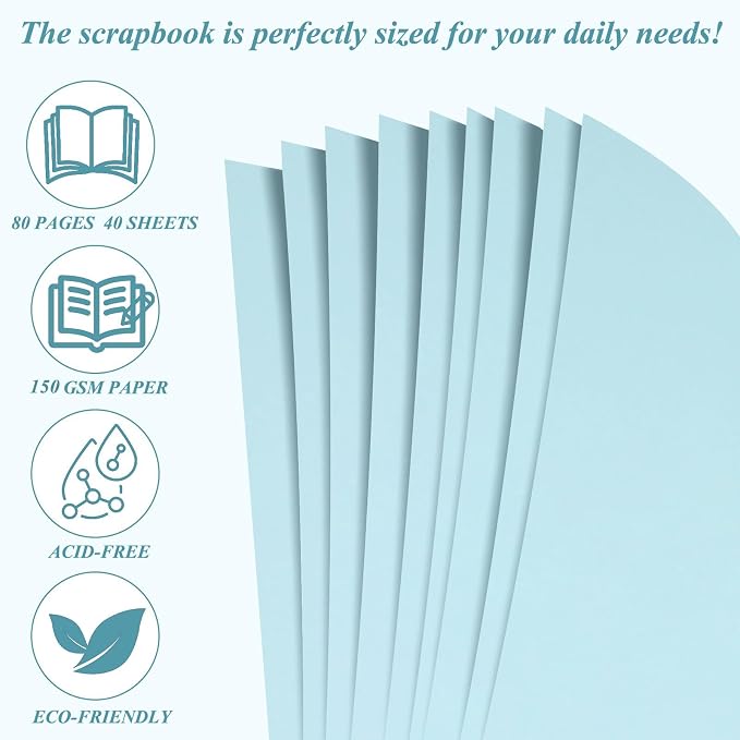 Joyberg Scrapbook 80 Pages, Scrapbooking Supplies 8 x 8 In, Scrapbook Album - Image 5