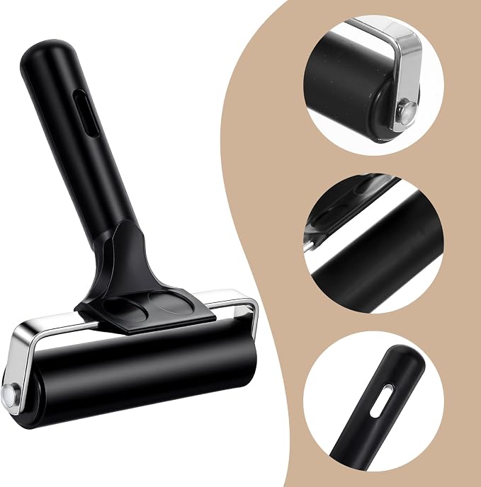 Oqqlin 6 Pcs Brayer Roller, 4 Inch Black Printmaking Press Roller Handle - Image 5