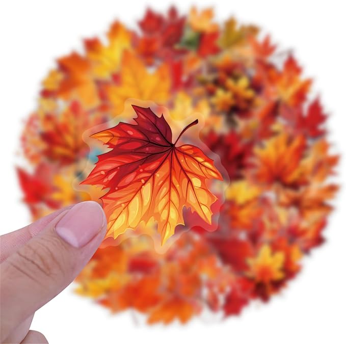 Fall Maple Leaf Stickers, Waterproof PET Vinyl Decals - Image 3