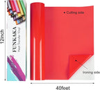 FUNKAKA Red Heat Transfer Vinyl Rolls, Adhesive Glossy HTV Vinyl - Image 2