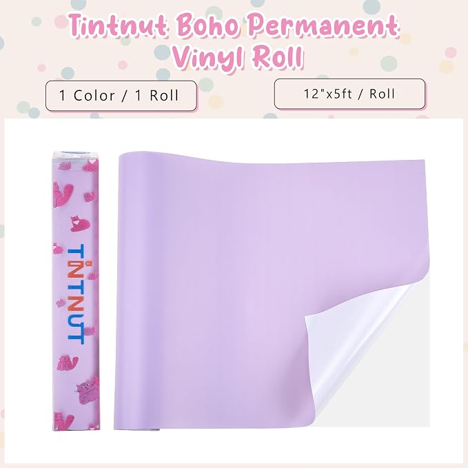 Tintnut Boho Permanent Vinyl Roll 12in x 5ft Pale Lilac Adhesive Vinyl | Solid - Image 2