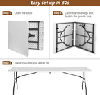 FDW 8FT Folding Table Half Portable Foldable Table Picnic Table - Image 4