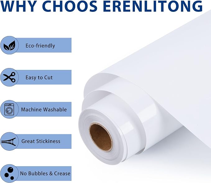 RENLITONG White Iron on Vinyl 12Inch by 50ft Roll Heat Transfer Vinyl - Image 3