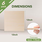Rowood 6 Pack Maple Plywood 1/4, 6mm Wood Sheets Thin Unfinished Maple Plywood - Image 2