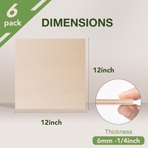 Rowood 6 Pack Maple Plywood 1/4, 6mm Wood Sheets Thin Unfinished Maple Plywood - Image 2