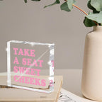 Take a Seat Sweet Cheeks Pink Acrylic Wall Decal, 4x4 Inch Fun Bathroom Decor - Image 4
