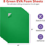 Self-Adhesive EVA Foam Sheets for Crafts – 2mm Thickness 8 Green Sheets - Image 2