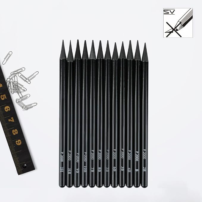 EVNEED Woodless Pencil Set, Color Black-Set of 12 - Image 6