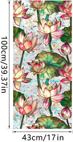 JOONOR Retro Lotus Flowers Window Privacy Film, Stained Glass Decals Colorful - Image 5