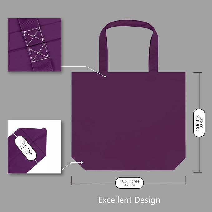 TOPDesign 3-Pack Super Strong Large 12oz Cotton Canvas Tote Bags, Reusable - Image 5