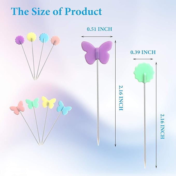 Hovesty 200pcs Sewing Pins Flat Head Straight Pins - Image 2