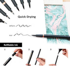 Hand Lettering Pens, Refillable Calligraphy Pens Brush Marker Pens Set Black - Image 3