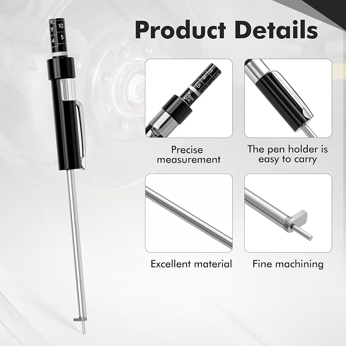 Brake Pad Measuring Tool, Stainless Steel Brake Thickness Gauge | No Wheel - Image 3