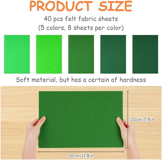 Ainiv 40pcs 8×12 inches Coloured Felt Fabric Sheets, Fabrics DIY Craftwork - Image 3