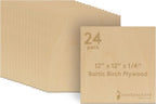 6 mm Baltic Birch Plywood 1/4 x 12 x 12 Inch, Box of 24 B/BB Grade Craft Wood by Woodpeckers