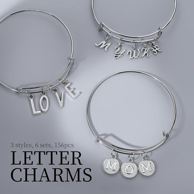 LEOBRO Letter Charms, Bracelet Necklace Charm & Jump Rings, Jewelry Making - Image 2