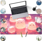 Kawaii Pastel Pink Desk Mat Cute Cat Large Mouse Pad Desk Pad Large Mouse and - Image 8