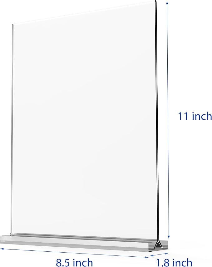 newnewshow Acrylic Sign Holder 8.5x11 Inch 6 Pack Vertical T Shape Double-Sided - Image 2