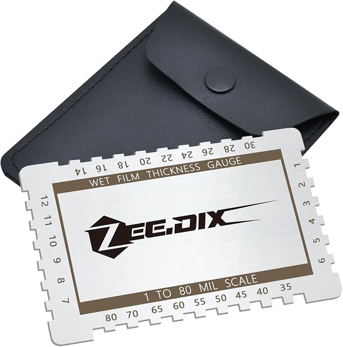 ZeeDix Stainless Steel Metal Wet Film Thickness Gauge Comb, 1-80 Mil Scale by ZeeDix
