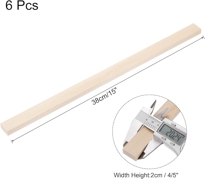 MECCANIXITY 6pcs Wood Sticks, 3/8"x 4/5" x 15" Rectangle Wooden Cube Wood - Image 2