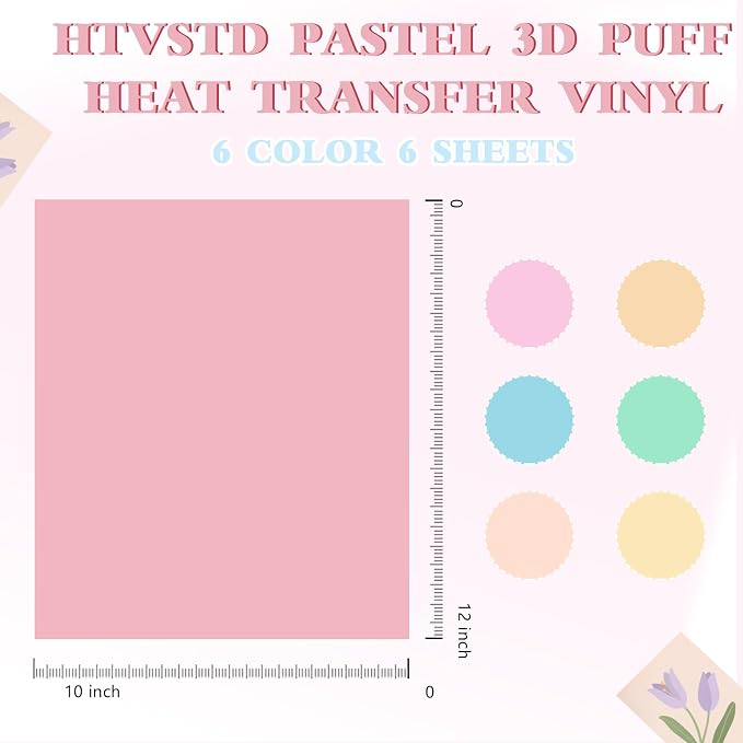 HTVSTD Candy Puff HTV Heat Transfer Vinyl 6Sheets 12×10in | Puff Iron on Vinyl - Image 7